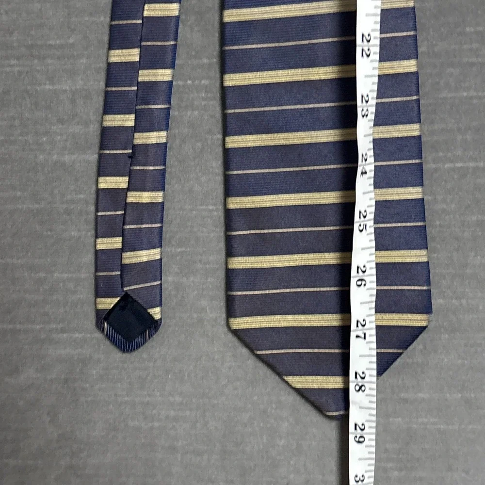 Brooks Brothers Makers‎ Tie Navy Gold Striped 100% Silk Classic Business USA